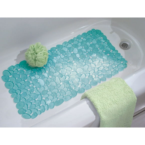 InterDesign 26-1/2 in. L X 13-1/2 in. W Blue Vinyl acre Bath Mat