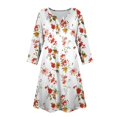 thumbnail image 4 of WTOBBY Women's Fashionable V-Neck Button Front 3/4 Sleeve Floral Dress, Functional Sundress with Cuff Detail and Pockets for Practicality,Red 2XL, 4 of 6