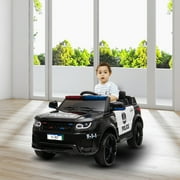 Zimtown Kids Ride On Car Police Electric Car Double Drive 12V Battery Motorized Vehicles Childrens Toy Car Safe w/ Remote Control, 3 Speeds, Music, Seat Belts, LED Lights