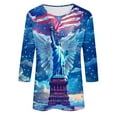 thumbnail image 5 of Clean Womens Independence Day Patriotic T-Shirts Round Neck Tee 3/4 Sleeve Tops American Flag Graphic T Shirts 4Th of July Summer Tee Shirts Retro Dressy Blouses Workout Beach Costume, 5 of 5