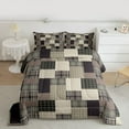 thumbnail image 2 of Feelyou Grey Buffalo Square Queen Comforter Set for Men, Patchwork Checkered Bedding Sets, Vintage Fashion Theme Reversible Bedding Comforter Set, Ultra Soft Bedroom Decor, 3-Piece, 2 of 8