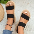 thumbnail image 3 of Rokment Women's Platform Beach Sandals Stylish Simple Comfortale Elastic Band Open Toe Chunky Mid Heel Memory Foam Slingback Walking Dress Summer Shoes B Size 8.5, 3 of 7