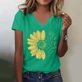 thumbnail image 2 of Sunflower Graphic Plus Size Women's T-Shirt Summer Oversized Casual V-Neck Top for Girls, Yoga Outdoor Travel, Lightweight Breathable Tee, Green Women Summer T Shirt Plus Size Loose Top Top Girls, 2 of 4