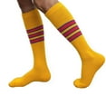 thumbnail image 3 of COUVER Unisex Cotton Bottom Cushion Striped Knee High Softball Sports Socks, Golden Yellow/Blue/Red, Medium, 1Pair, 3 of 8