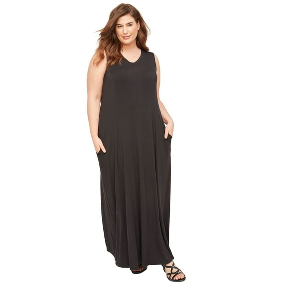 Catherines Women's Plus Size Petite Morning To Midnight Maxi Dress (With Pockets)