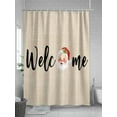 thumbnail image 5 of Beige Christmas Standard Shower Curtain Set, Waterproof Shower Curtains for Bathroom, Santa Xmas Rustic Farmhouse Winter Washable Fabric Cloth Bath Curtain for Bathtub with Hooks 72x72 Inches, 5 of 6