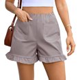 thumbnail image 5 of High Waist Women Straight Leg Ruffle Shorts Dressy Bottom, 5 of 6