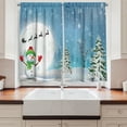 thumbnail image 2 of Ambesonne Christmas Kitchen Curtains, Jolly Snowman Santa, 55"x45", White Blue, 2 of 3