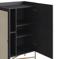 thumbnail image 5 of Boho Bar Cabinet  Iron Gold Leg  2 Rattan Accent  Door Sideboard  - Nero Black, 5 of 6