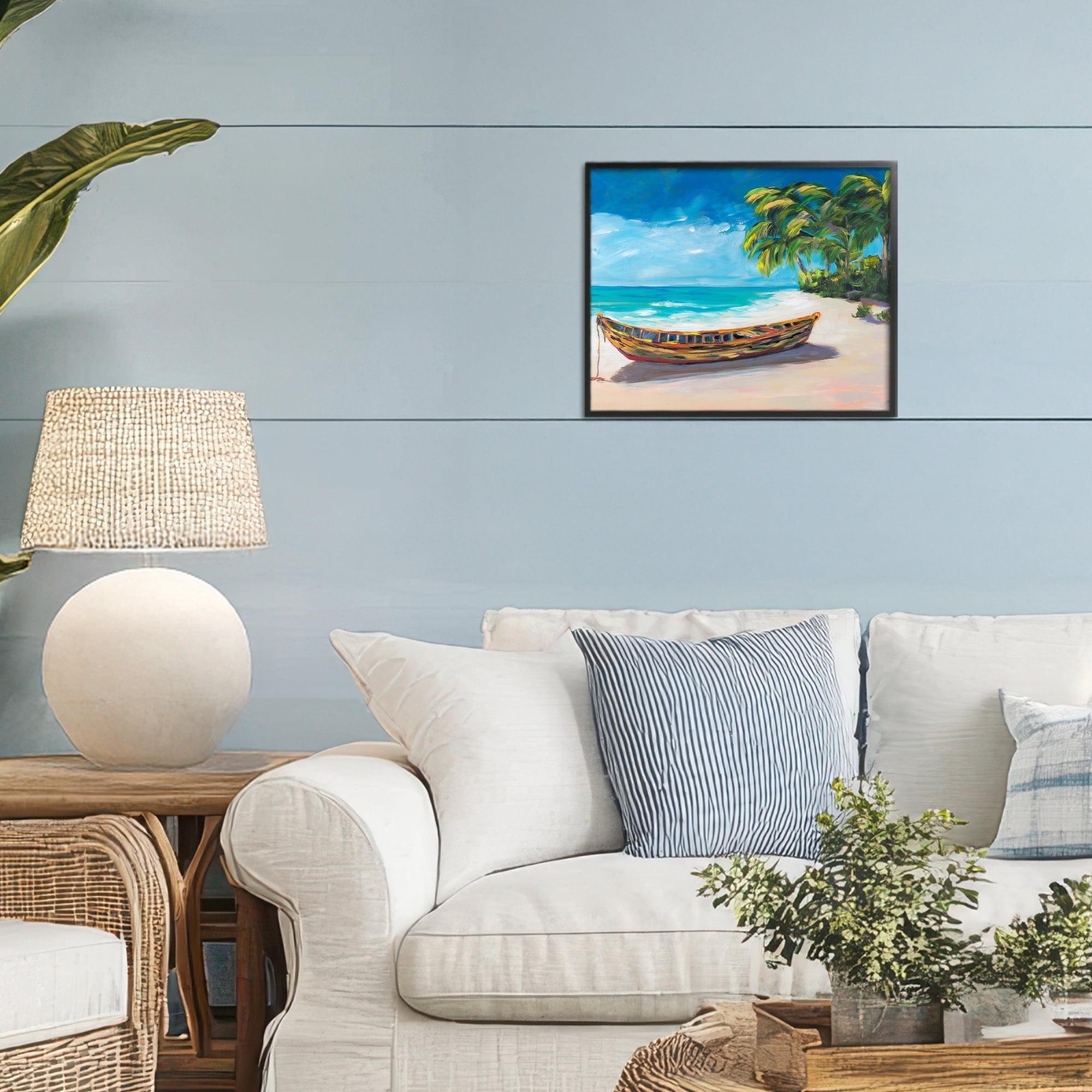 Stupell Industries Boat on Lost Island Black Framed Giclee Art, design by Julie DeRice
