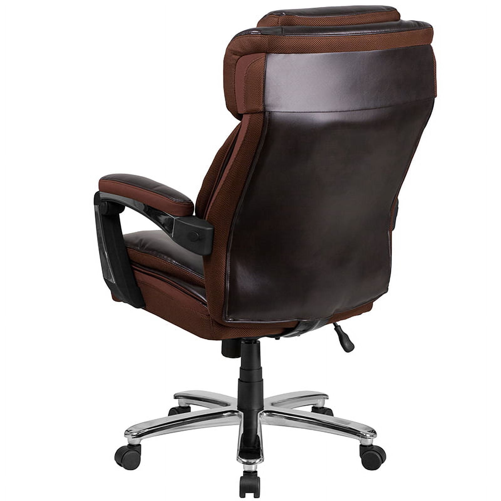 Emma + Oliver 500 lb. Big & Tall Brown LeatherSoft Ergonomic Office Chair, Adjustable Headrest