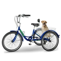 FICISOG 7 Speed Adult Tricycle for Men, 20/24/26 Inch Adult Trike with Basket, 3 Wheel Bikes for Adults Seniors, Cruise Trike for Shopping Picnic