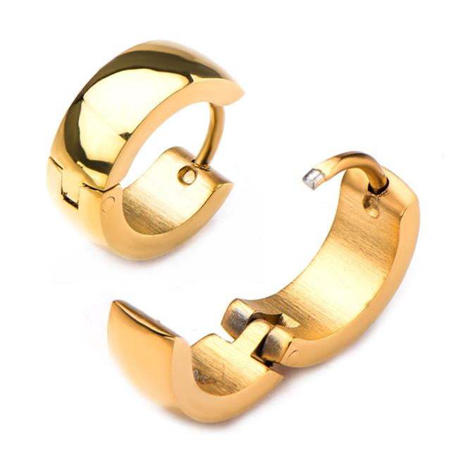 Inox SSE11618GP 9 & 5 mm Jewelry Gold IP Huggies Earrings