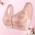 thumbnail image 6 of VISALY Womens Bralettes wireless bras Women Lace Front Buckle Prints Underwear Without Rims Vest Lace Plus Size Bra Underwear Front Closure Bras For Women Plus Size Bras Comfortable Bras Pink 38, 6 of 6
