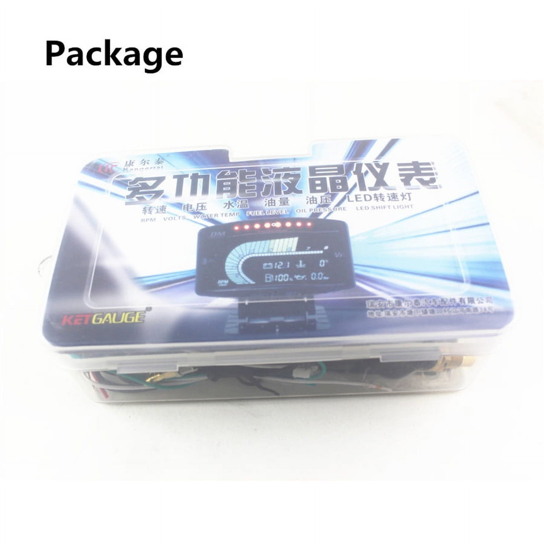 5in1 Car Auto LCD Digital Oil Pressure Water Temp Fuel Voltage Gauge Tachometer
