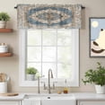 thumbnail image 2 of Retro Art Valance Curtain Brown Blue National Art Bohemia Style Abstract Window Valances Rod Pocket Short Curtains Window Treatments for Kitchen Bedroom Bathroom Laundry 42" x 12", 2 of 9