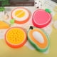 thumbnail image 2 of EeaseMX Esponja de baño con forma de fruta, 4 Uds., esponjas de baño, depuradores, herramientas de baño para niños (mango + melón rocío de miel + naranja + fresa), 2 of 7