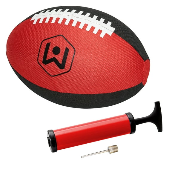 Wicked Big Sports: Oversized 16" Football - Red & Black - Giant Inflatable Ball, Pump Included, Outdoor Sports Activity For Beach-Park-Yard-Tailgating