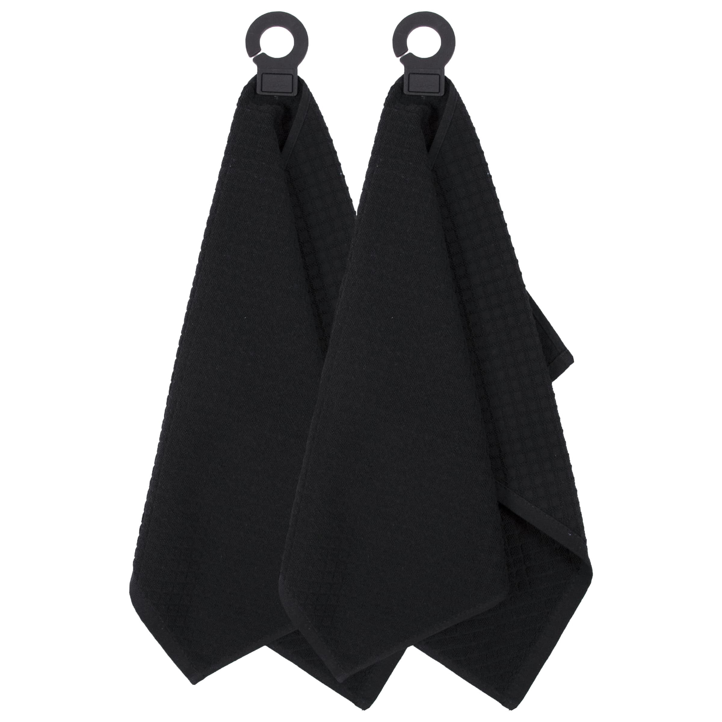 RITZ Hook and Hang Woven Kitchen Towel, Set of Two, Black