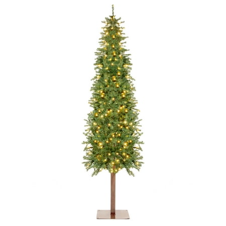 Best Choice Products 6ft Pre-Lit Pencil Alpine Christmas Tree Holiday Decoration w/ 250 LED Lights, 700 Tips,