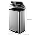 thumbnail image 3 of 13 Gallon Tall Kitchen Garbage Can Hands-Free Stainless Steel Trash Can Soft-Close Step Pedal Rectangular Smudge Resistant Kitchen Trash Can with Removable Inner Bucket Cover, 3 of 6