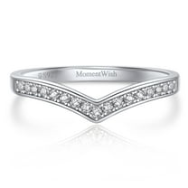 MomentWish Wedding Band, Moissanite Engagement Ring for Women 925 Sterling Silver Simulated Diamond Promise Ring-Size7