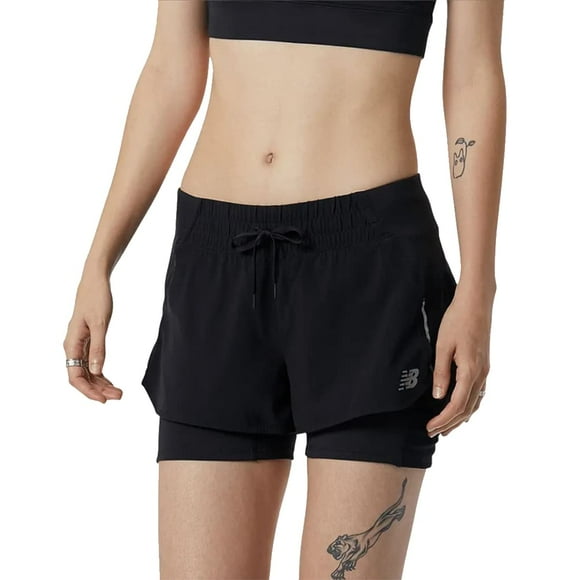 New Balance Women's Impact Run 2 in 1 Short, Black, Medium