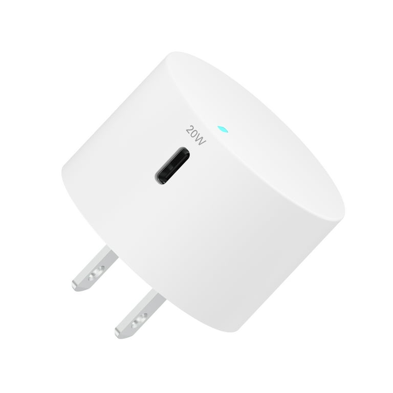 onn. 20W Power Delivery Wall Charging Kit with Lightning to USB-C Cable, White