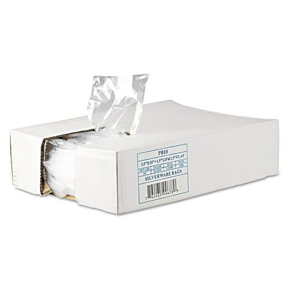 Inteplast Group PB10 Get Reddi Silverware Bags, 3 1/2 x 10 x 1 1/2.7mil, Clear, 2000/Carton