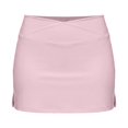 thumbnail image 6 of Lusa Summer 2-in-1 Golf Tennis Skirts for Women Crossover Stretchy High Waist Mini Skirts with Shorts Smooth Soft Cozy Pure Color Simple Tight Athletic Short Skirt with Split Pink L, 6 of 6