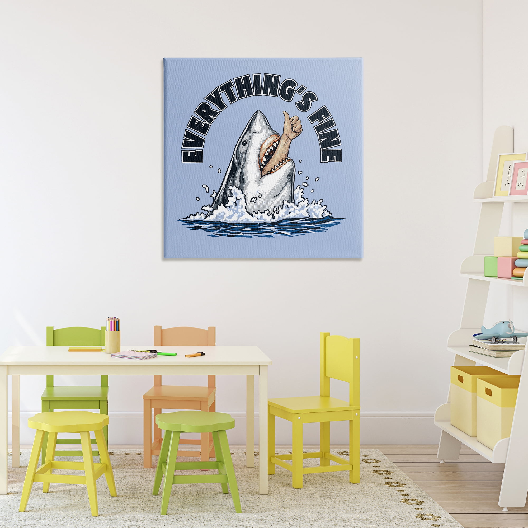 Everything's Fine Shark Bite Canvas Wall Art, design by Jedco Brands Inc.