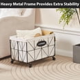 thumbnail image 2 of Mxfurhawa Iron Wire Laundry Hamper With Rolling Lockable Wheels, Foldable basket Organizer with Detachable Liner & Wheels(Black), 2 of 7