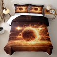 thumbnail image 2 of Castle Fairy Basketball Flame Quilt King,Sport Theme King Coverlet Set,Black Brown Gold, 2 of 7