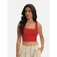 thumbnail image 2 of Women's Basic Square Neck Sleeveless Crop Tank Top - Fitted Casual Cami, 2 of 6