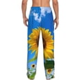 thumbnail image 3 of Daiia Blue Sky Sunflower Men's Sleep Pant with Pockets and Drawstring,Pajama Pants-Medium, 3 of 9