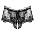 thumbnail image 2 of Men See-through Lace Crotchless Skirted Thong T-back Panties Low Rise Elastic Waistband Bowknot G-string Sexy Lingerie Underwear3XL Gong Bohan LED, 2 of 2
