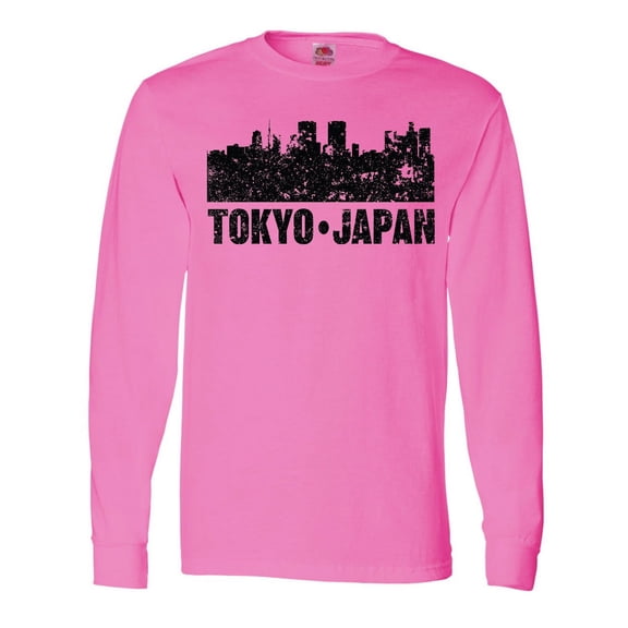 Inktastic Tokyo Japan City Skyline with Grunge Long Sleeve T-Shirt