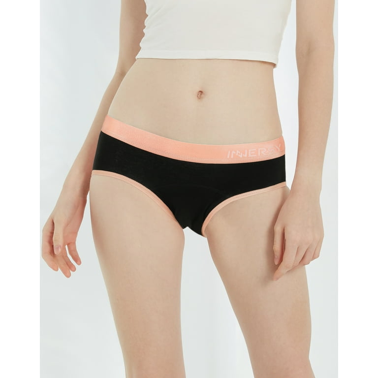 INNERSY Period Underwear for Teens Cotton Leekproof Menstrual Panties  3-Pack (S(8-10 yrs), Refreshing Blue Pink Polka Dots)