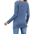 thumbnail image 3 of Blusa Estampado Cuello Redondo Dobladillo Irregular Botón Manga Larga Tops De Moda Para Mujer Azul L, 3 of 5