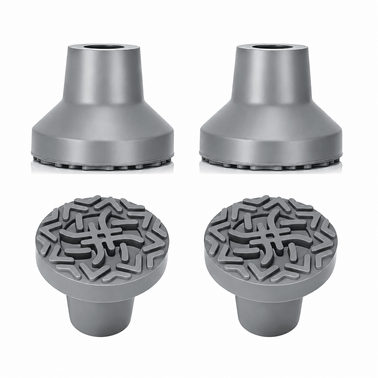 SupreGear Quad Cane Tips 1/2 Inch (13 mm), 4-Pack Heavy-Duty Rubber Feet with Wider Textured Base,Grey