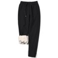 thumbnail image 4 of Pantalones deportivos gruesos con forro de lana para mujer, cintura alta, correa de tobillo suelta, lana de cordero cálida para otoño e invierno, 4 of 5