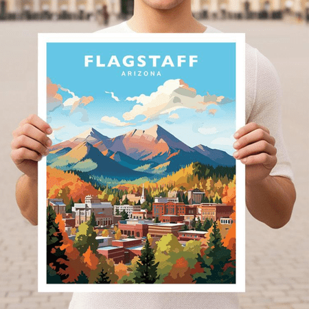 Flagstaff Arizona Travel Poster Wall Art, 8x12 Poster Print