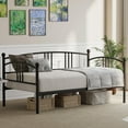 thumbnail image 4 of Sturdy Metal Daybed – Arched Headboard Sofa Bed with Steel Slat Support, Versatile Design for Living Room, Bedroom & Guest Room, 4 of 35