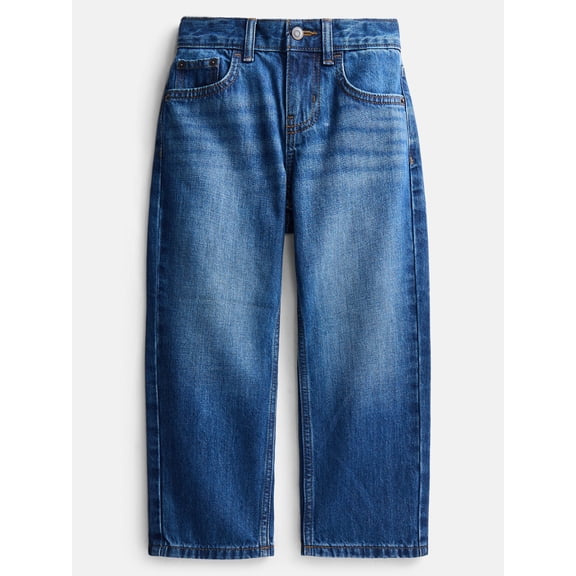 Wonder Nation Boys Relaxed Straight Leg Denim Jeans, Sizes 4-16, 6-10 Slim & Husky