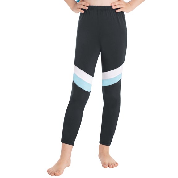 CHICTRY Kids Girls Sports Pants Contrast Color Dance Running Tights Fitness Yoga Leggings Light Blue 16