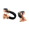 thumbnail image 2 of Gemelos para camisa, Gemelos para hombre de cuero negro chapados en oro rosa con gemelos de negocios de calidad brillar Electrónica, 2 of 5