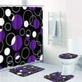 thumbnail image 6 of Dark Blue Bathroom Sets with Shower Curtain and Rugs and Accessories, Black and Blue Shower Curtain Sets, Geometric Shower Curtains for Bathroom,Modern Art Bathroom Decor 4 Pcs, 6 of 8