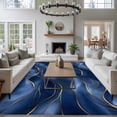 thumbnail image 4 of Navy Blue Marble Large Area Rugs for Bedroom Living Room, Soft Non Slip Carpet Bedside Rug, Abstract Modern Golden Geometric Rectangular Floor Cover Kitchen Accent Rug 5'x8' for Dining Room/Office, 4 of 9