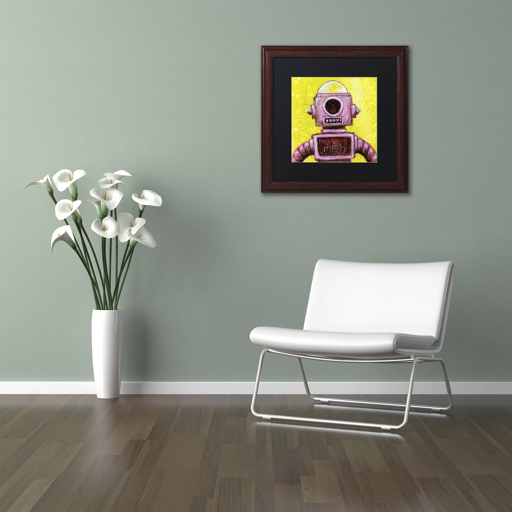 Trademark Fine Art 'Mehbot' Canvas Art by Craig Snodgrass, Black Matte, Wood Frame