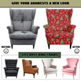 thumbnail image 6 of Jiueut Poinsettia Tree Candy Cane Print Wing Chair Covers, Christmas Decor 2 Pieces Stretch Wingback Chair Slipcovers Elastic Fabric Stretch Sofa Armchair Slipcovers Washable Furniture Protector, 6 of 6